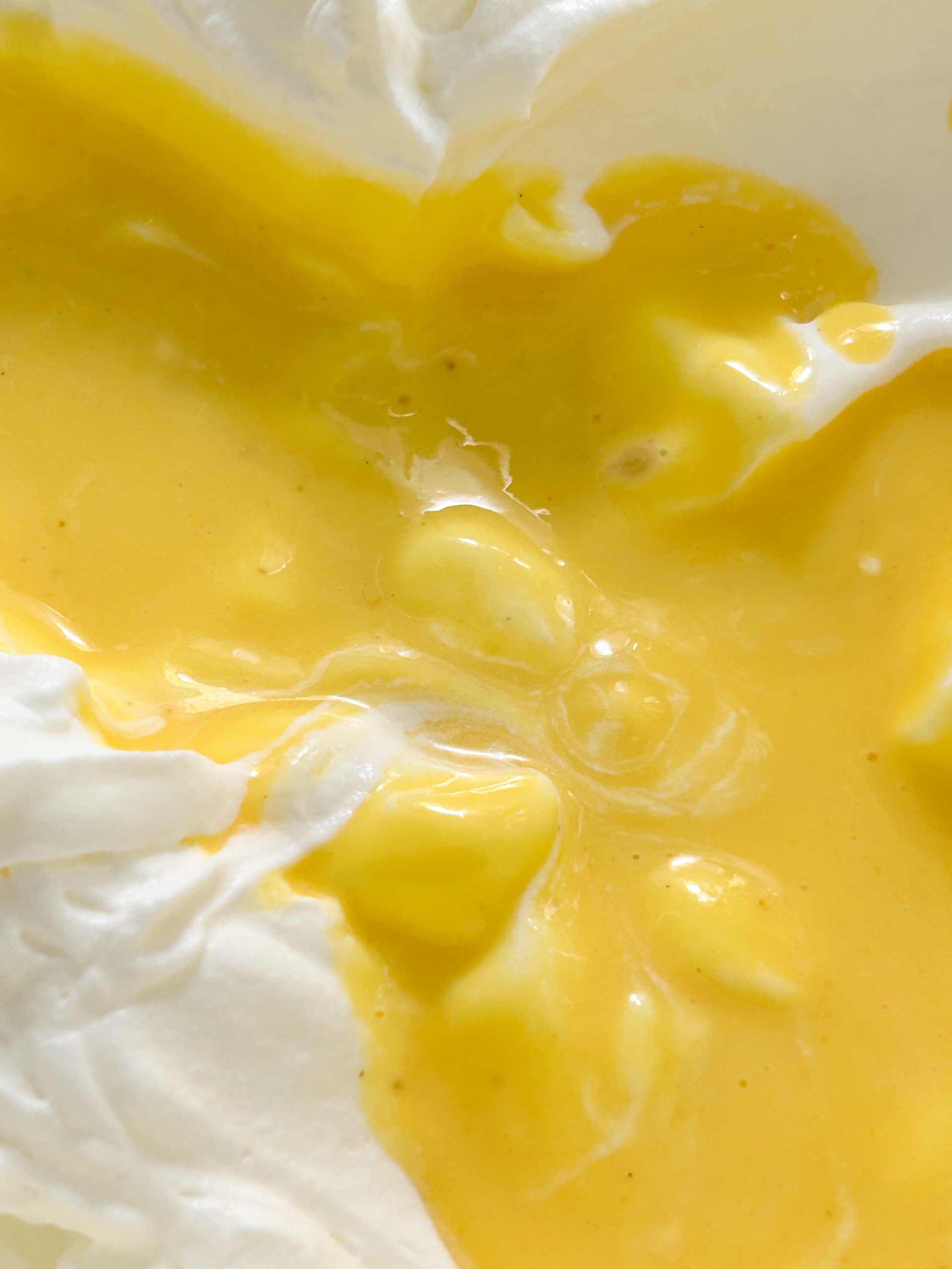mango lassi added to whipped cream