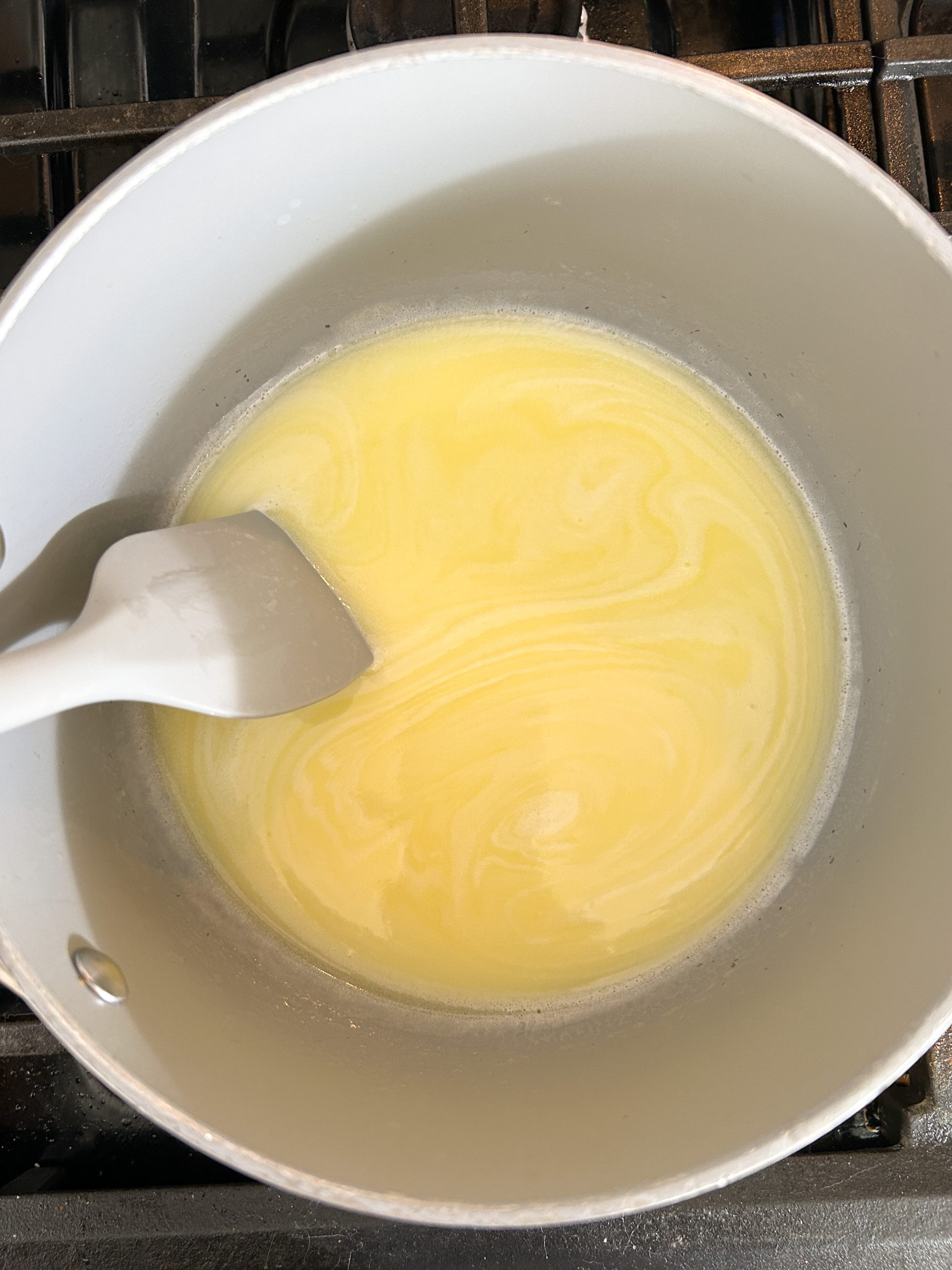 choux pastry milk mixture on the stove