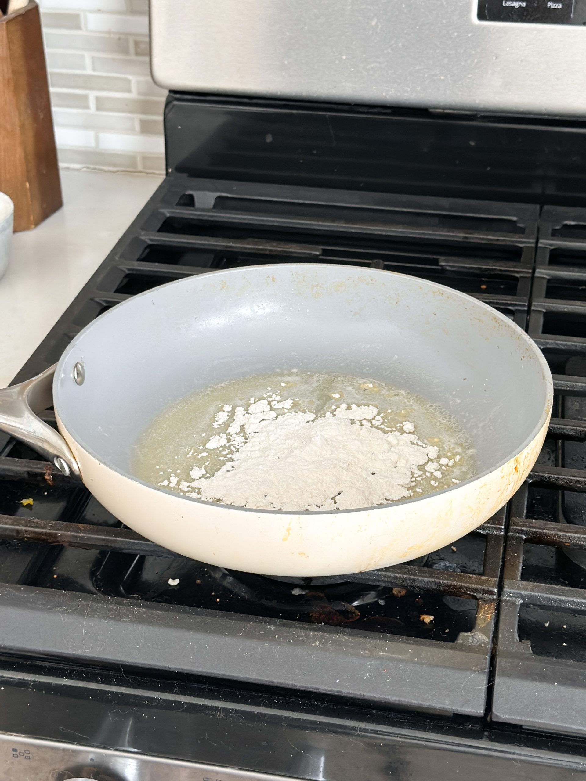flour and butter in a nonstick sauce pan on the stove