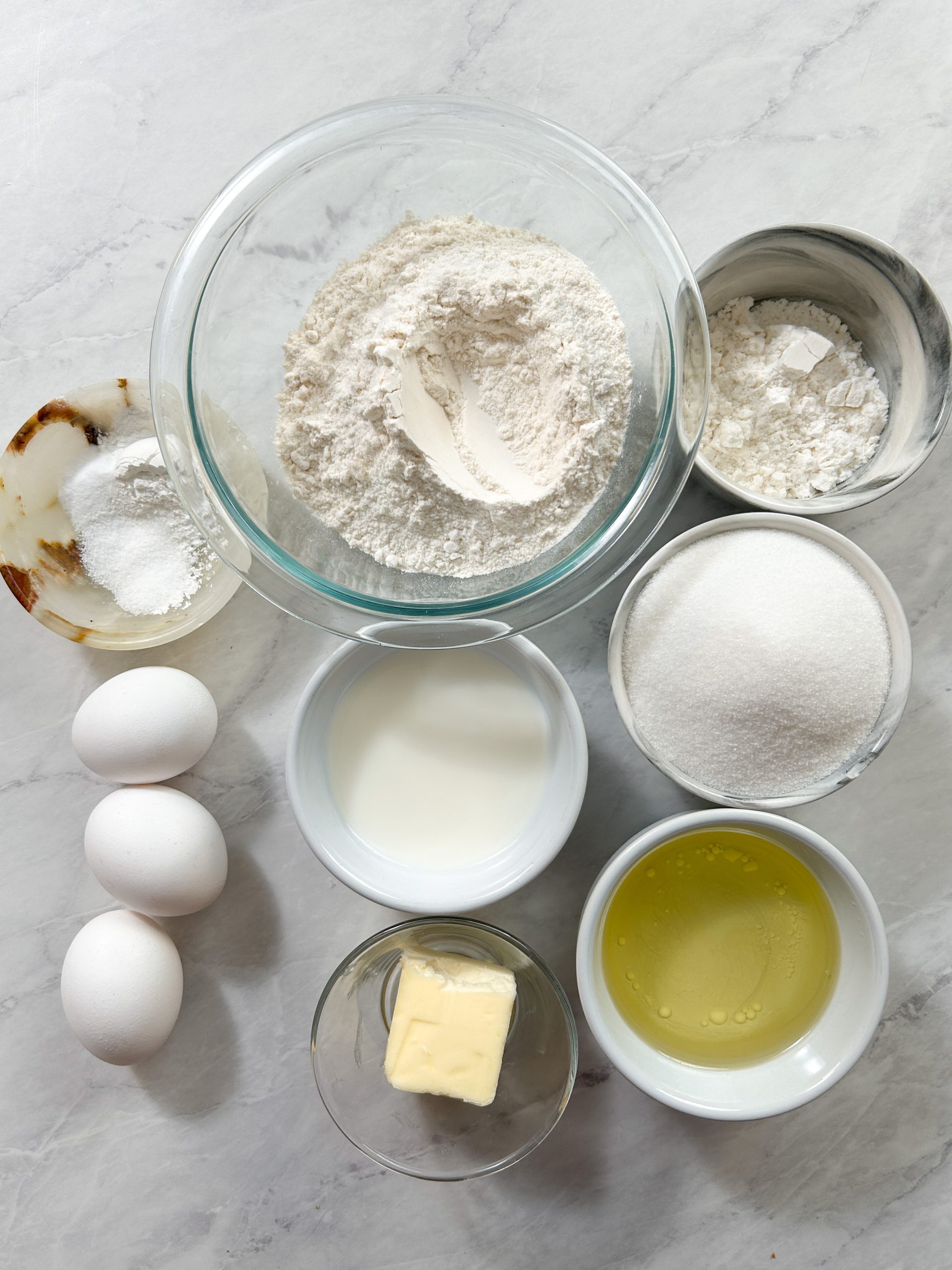 plain cake ingredients: eggs flour sugar oil butter 