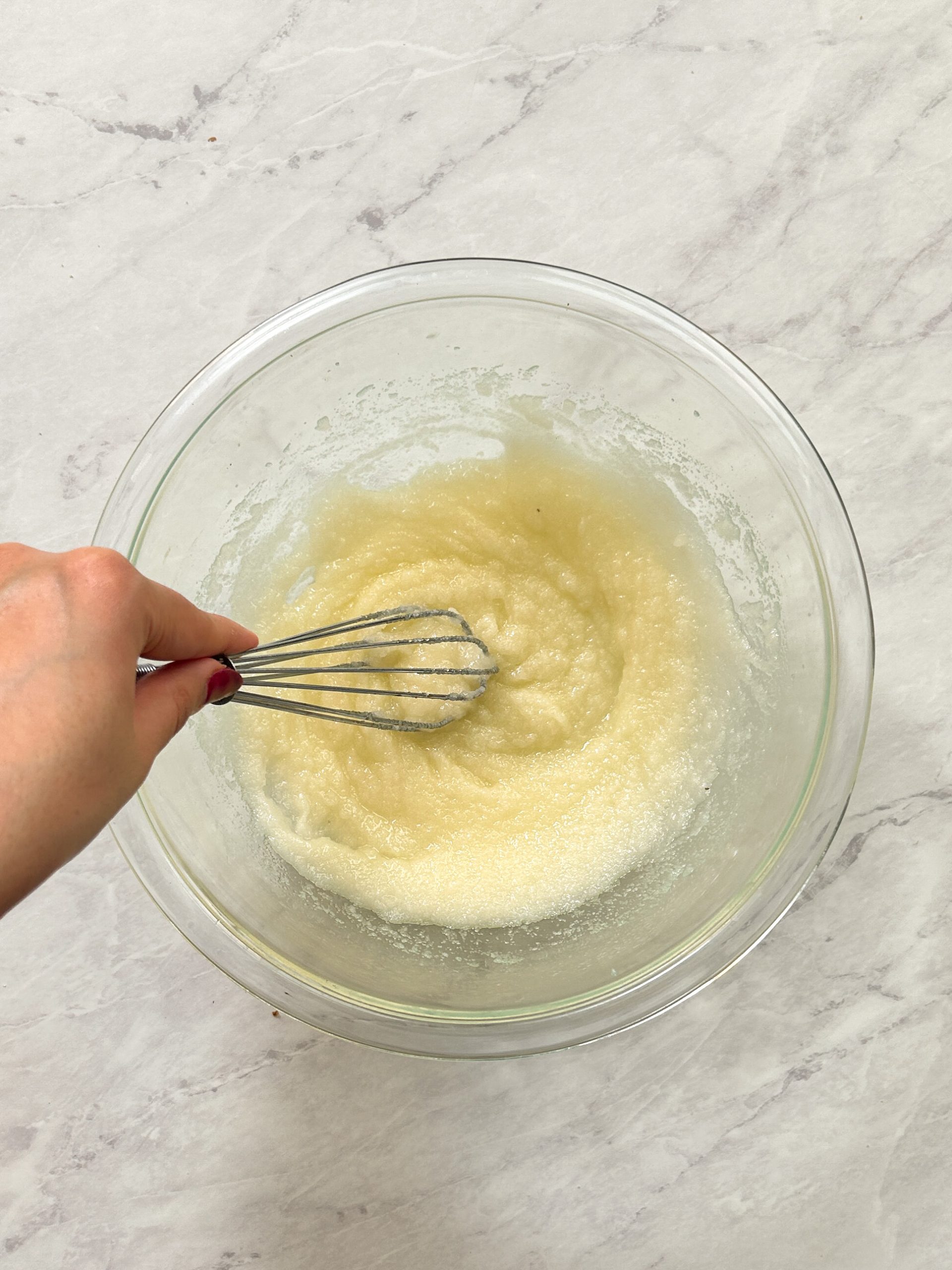 butter oil and sugar whisked together