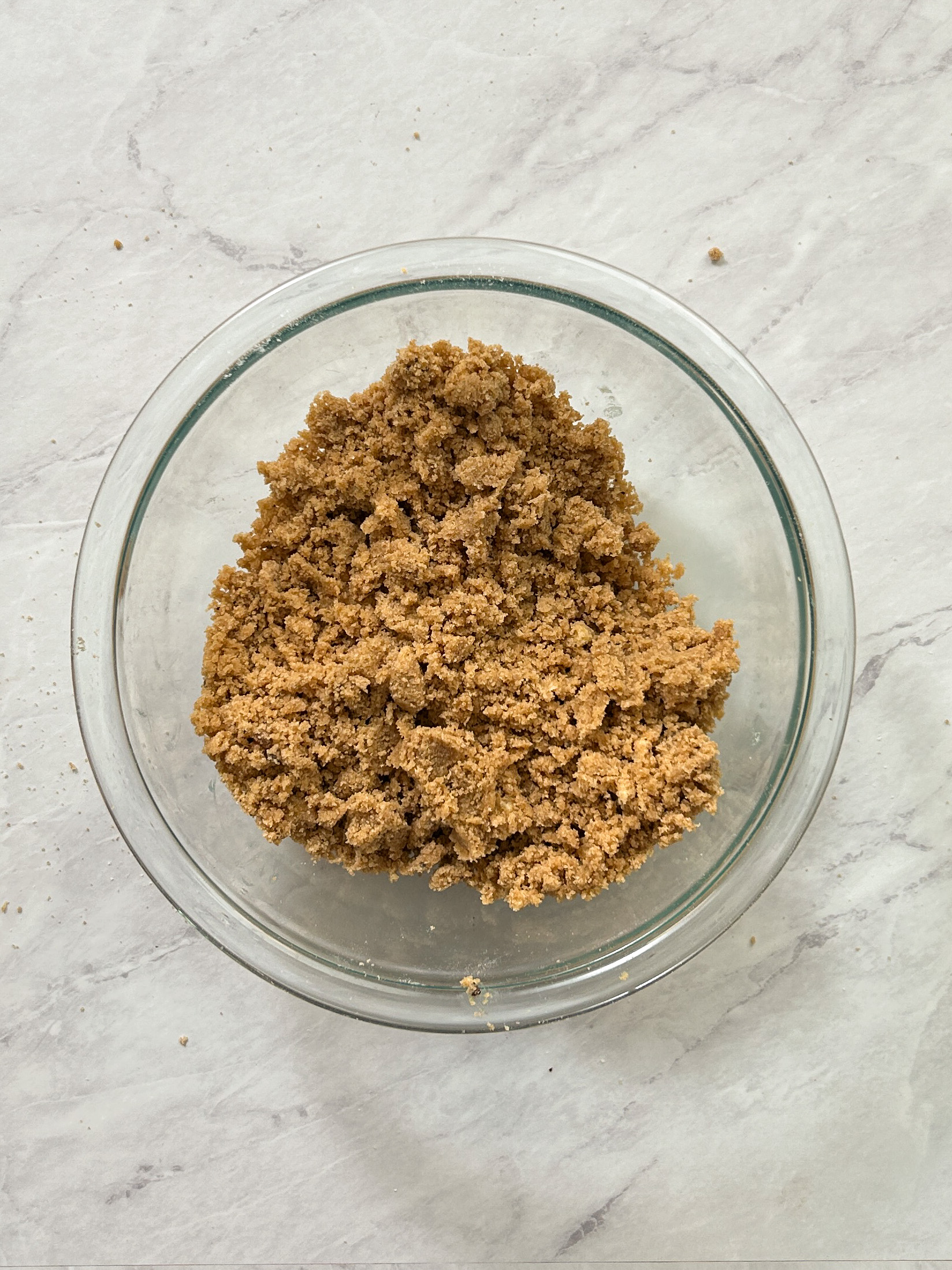 crumbly coffee streusel mixture in a bowl
