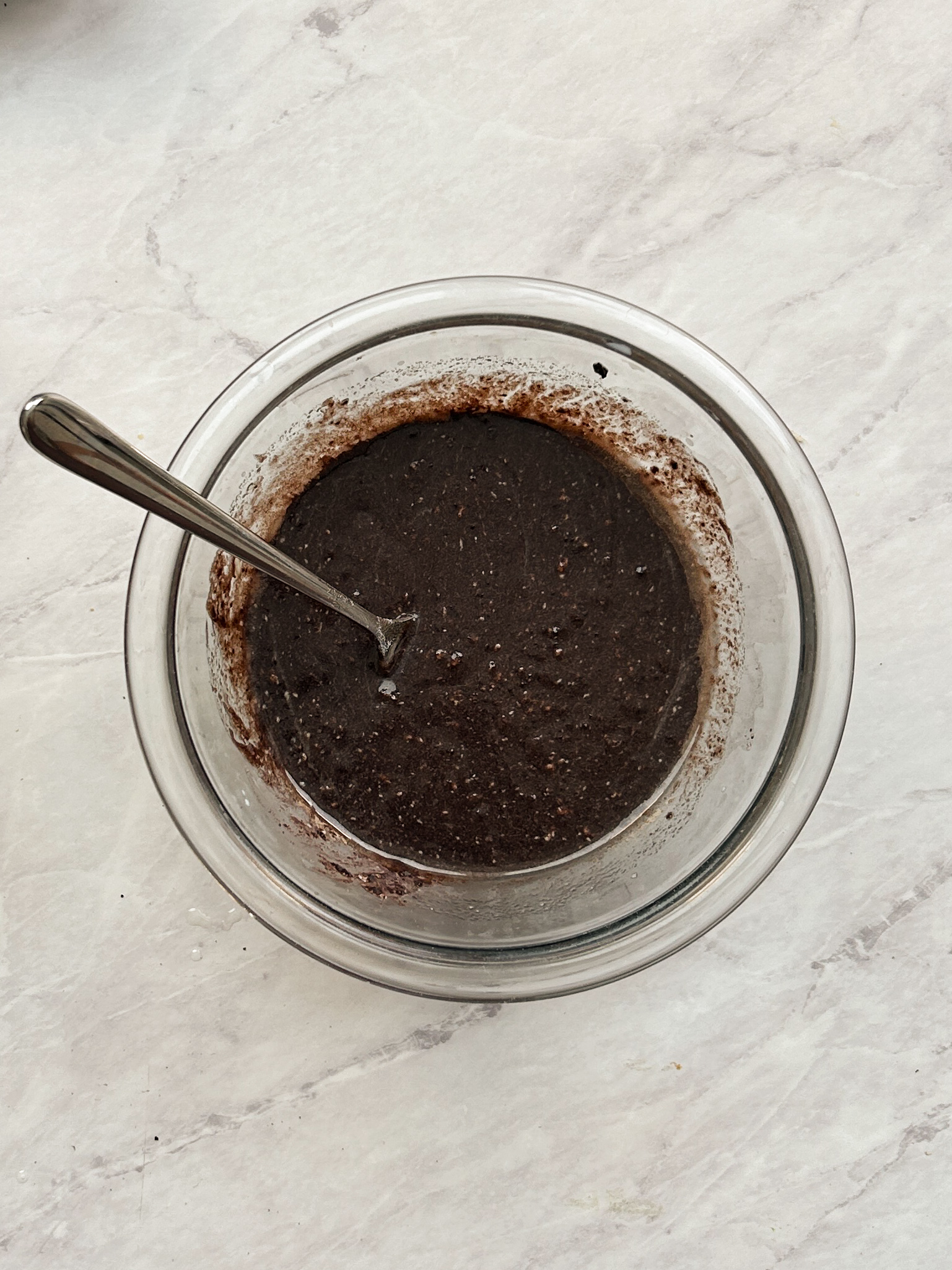 process of making chocolate mug cake batter