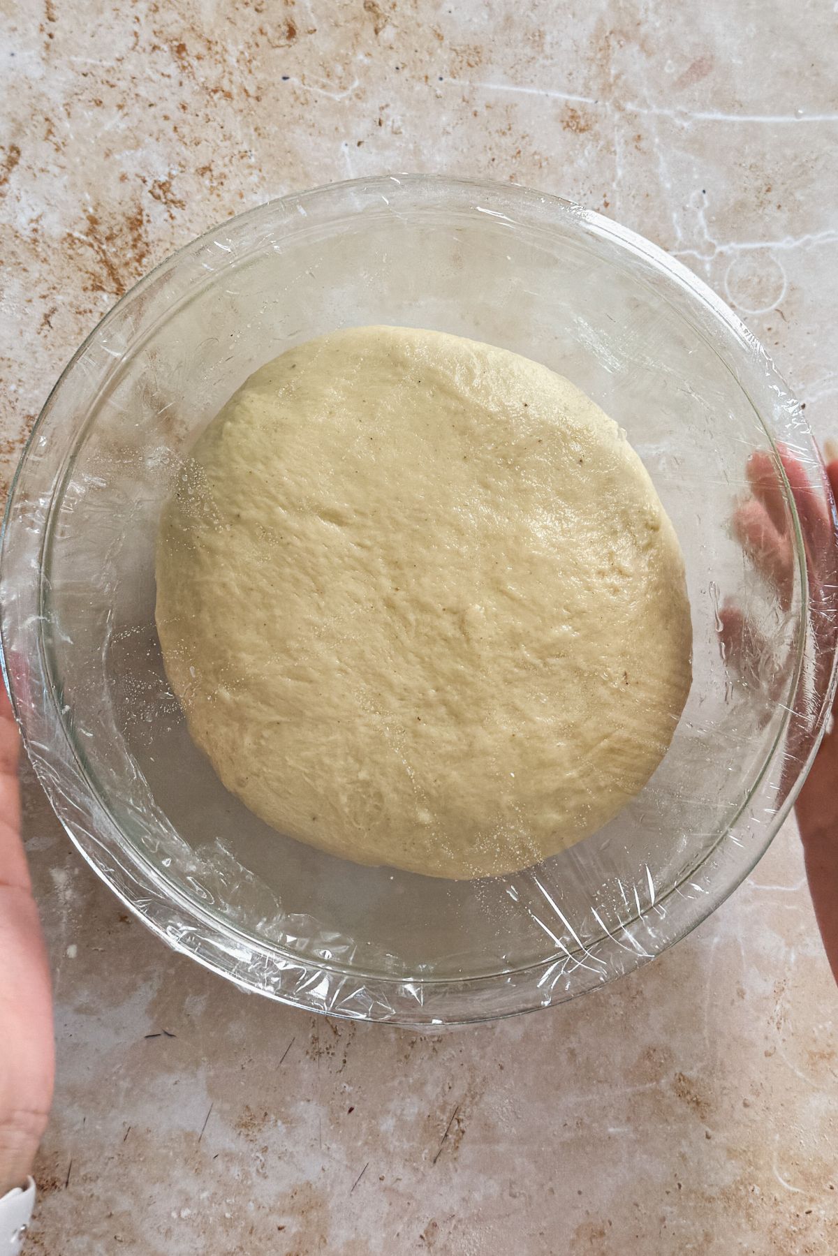 banana dough in a glass bowl
