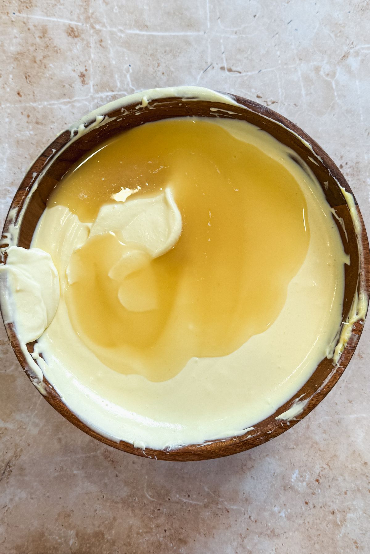 melted gelatin poured onto cream cheese mixture